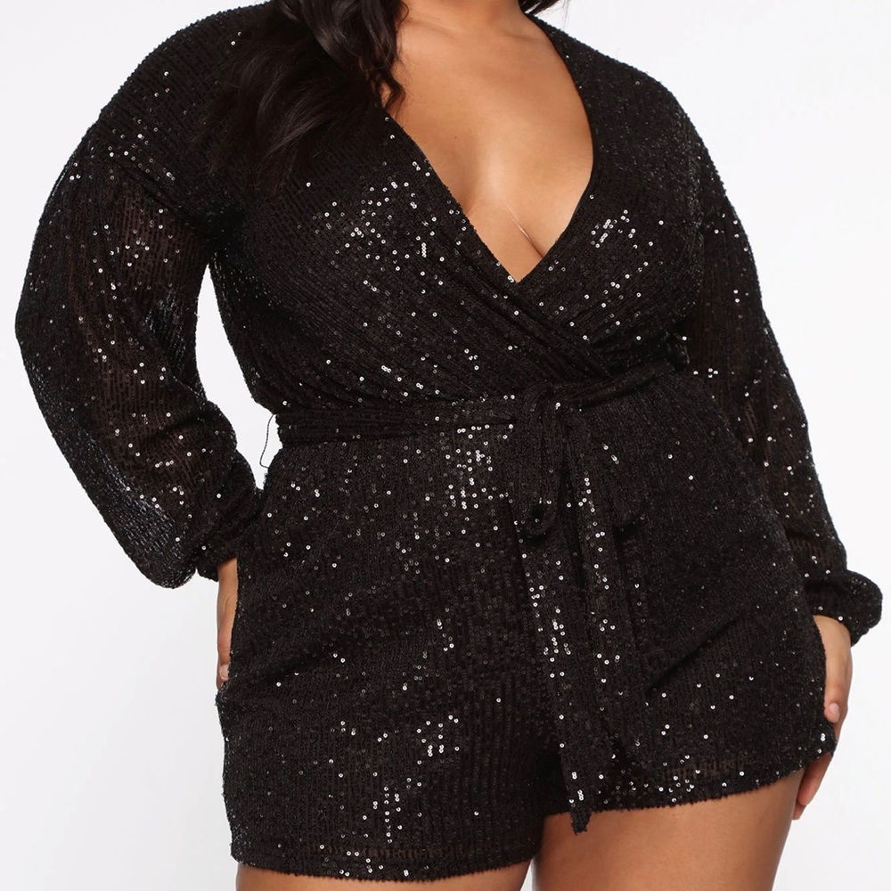 Black Sequin Romper READY TO SHIP - Picture 4 of 4